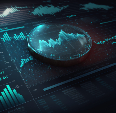 Futuristic finance digital market graph user interface with diagram. Technology innovation hud graphic concept